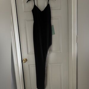 Elegant Black Dress with Silver Fringe